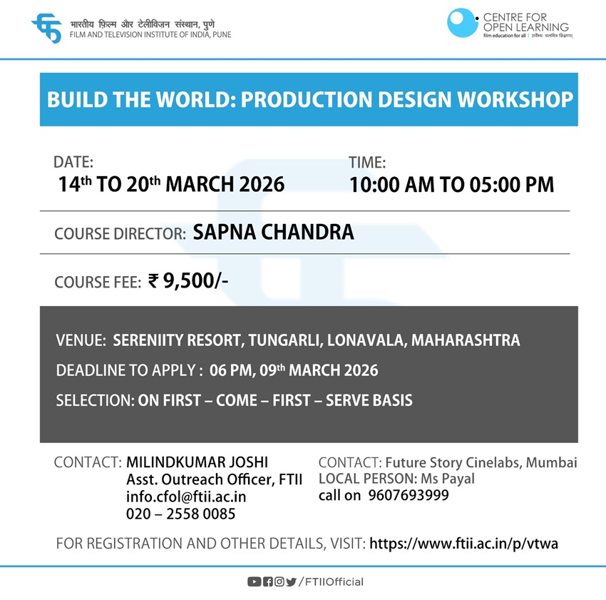Build the World: Production Design Workshop in Lonavala (14th to 20th March 2026)