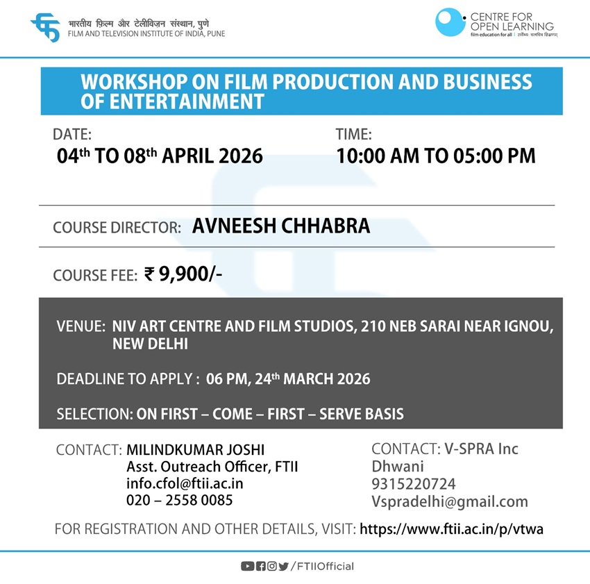 Workshop on Film Production and Business in New Delhi (04 to 08 April 2026)